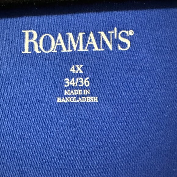 Roman’s size 4X 34/36 cobalt blue cotton v neck new in package tunic Henley top - Picture 5 of 8